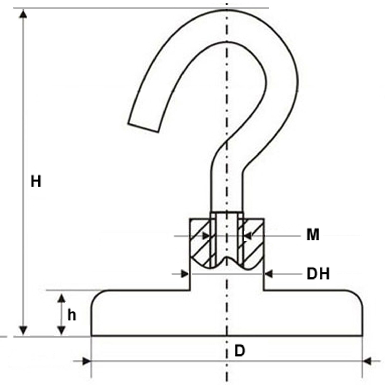 Hakenmagnet Ø 75 mm Neodym Zink - Haftkraft 160 kg